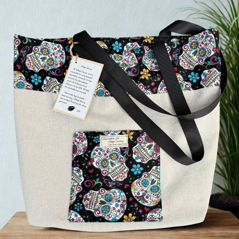Stylish Black and Cream Tote Bag